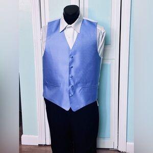 Cornflower blue Herringbone Closed Back Vest Wedding Prom Men’s Medium Tall Long